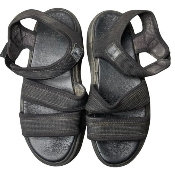 Dr. Martens Airwair Black Fabric/Leather Platform Sandals Unisex 9M/10WPre-Owned - Picture 1 of 12